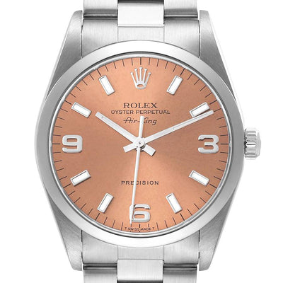 Rolex Air King Watch 14000 for Men | 34MM | Salmon Dial | Smooth Bezel | Stainless Steel