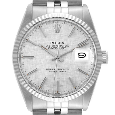 Rolex Datejust Watch for Men 16014 | 36MM | Steel White Gold Silver Linen Dial | Vintage