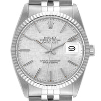 Rolex Datejust Watch for Men 16014 | 36MM | Steel White Gold Silver Linen Dial | Vintage