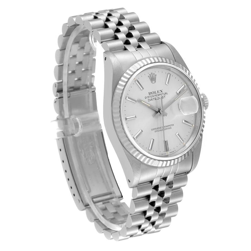 Rolex Datejust Watch 16014 for Men | 36MM  | White Gold Silver Dial Steel