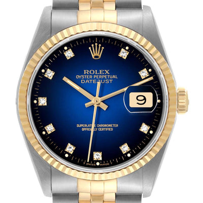 Rolex Datejust Watch 16233 for Men | 36MM | Blue Vintage Dial| Stainless Steel Yellow Gold