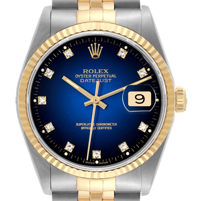 Rolex Datejust Watch 16233 for Men | 36MM | Blue Vintage Dial| Stainless Steel Yellow Gold
