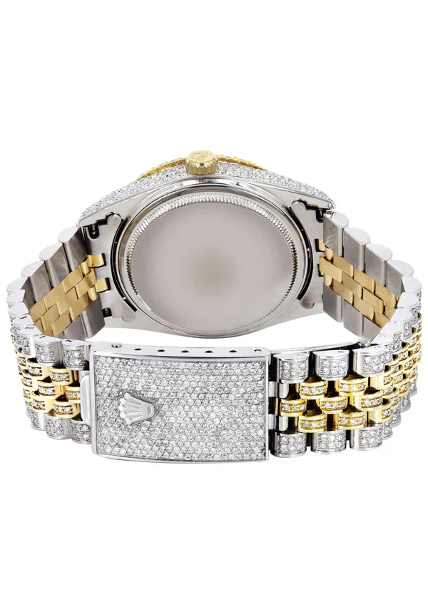 Iced Out Rolex Datejust | 36MM | Blue Black Diamond Dial | Two Tone | Diamond Jubilee Band