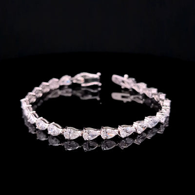 E-W PEAR TENNIS BRACELET 14KW EF VS1 HPHT DIA 11.16CTS