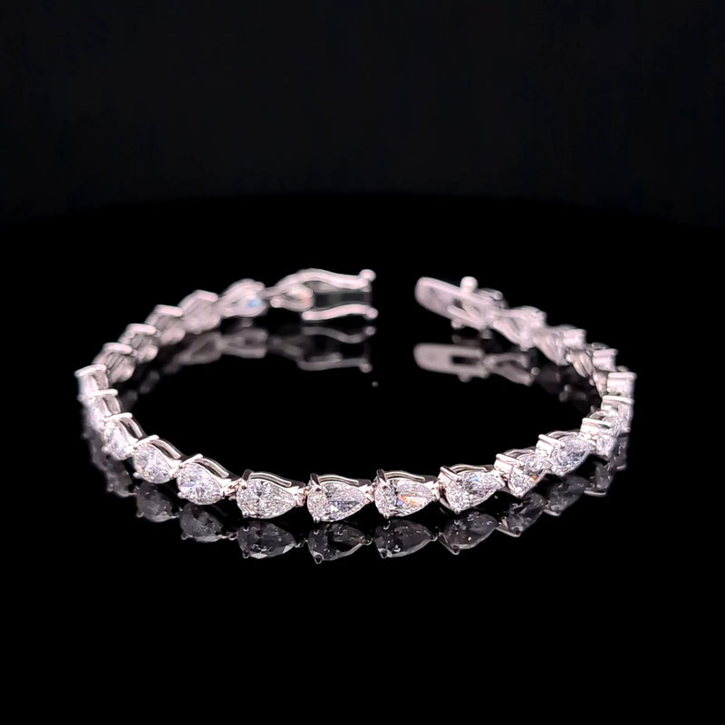 E-W PEAR TENNIS BRACELET 14KW EF VS1 HPHT DIA 11.16CTS