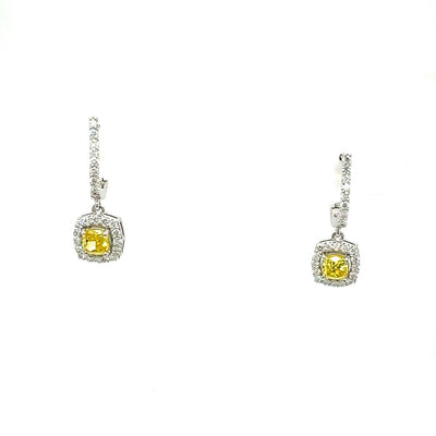 DROP EARRINGS 14KW FG/YELLOW VS1/VS2 CVD DIA 1.28CTS