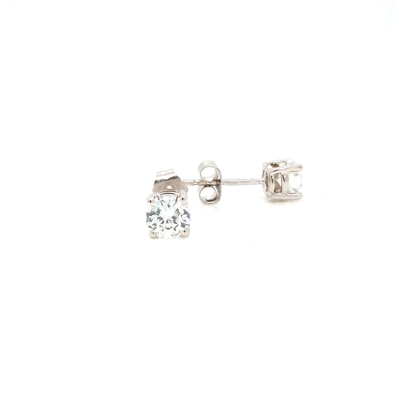 BASKET STUD EARRINGS 14KW E VS1 HPHT DIA 1.09CTS