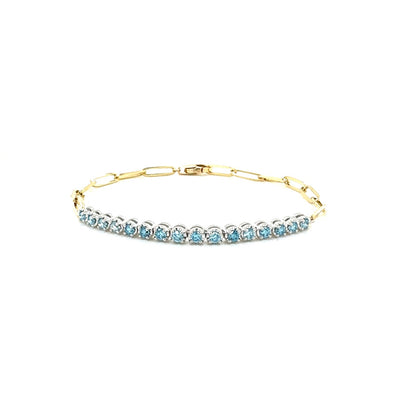 PAPER CLIP BRACELET 14KW/Y INTENSE BLUE VS2 CVD DIA 0.57CTS