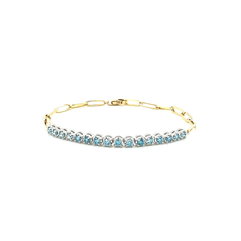 PAPER CLIP BRACELET 14KW/Y INTENSE BLUE VS2 CVD DIA 0.57CTS