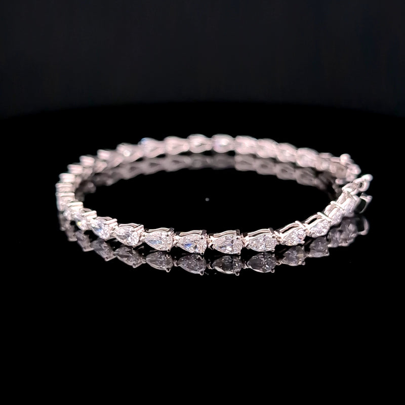 E-W PEAR TENNIS BRACELET 14KW EF VS1 HPHT DIA 7.47 CTS
