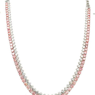 TENNIS NECKLACE 14KW PINK/FG VS2 CVD DIA 9.69CTS