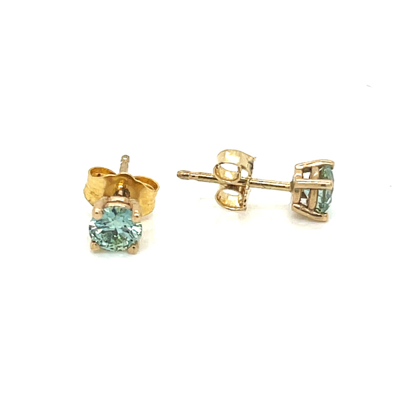 BASKET STUD EARRINGS 14KY GREEN VS2 CVD DIA 0.51CTS