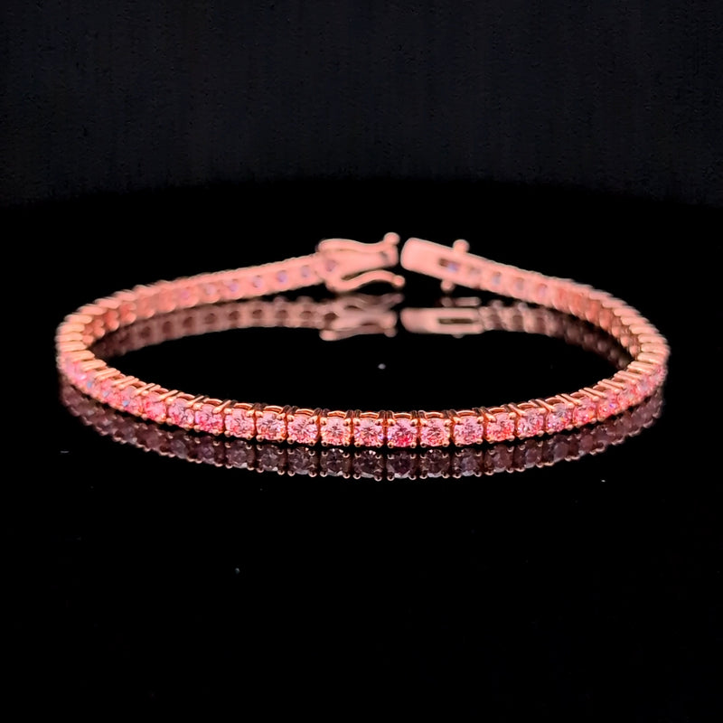 TENNIS BRACELET 14KR INTENSE PINK VS2 CVD DIA 5.34CTS