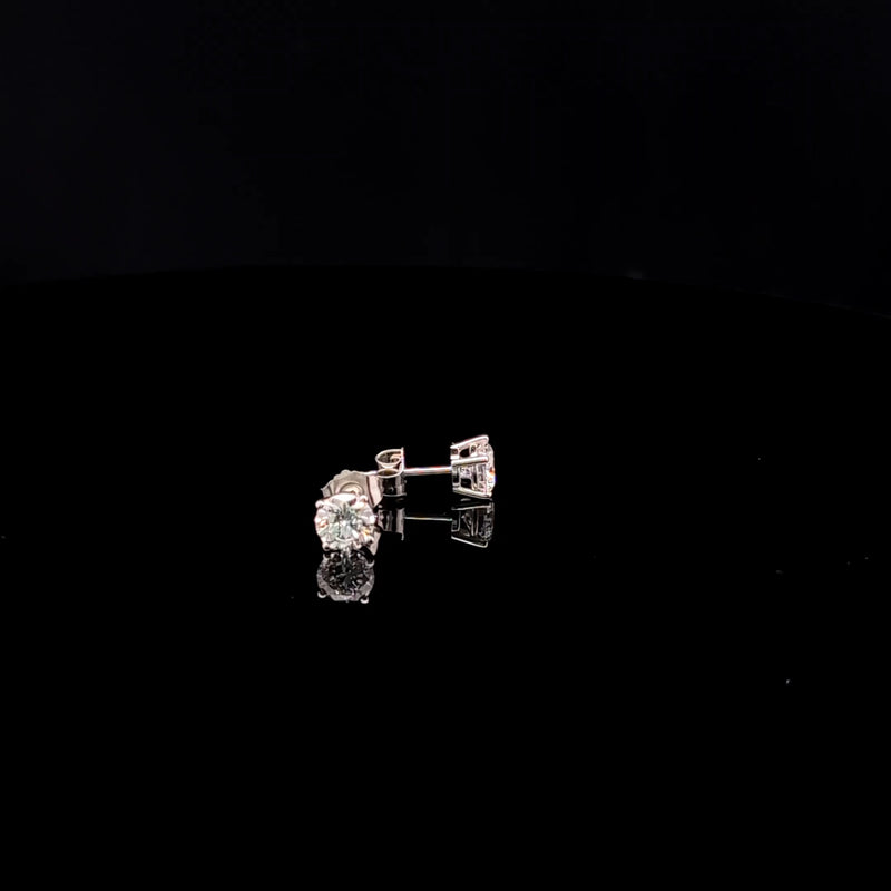 BASKET STUD EARRINGS 14KW FG VS2 CVD DIA 1.04CTS