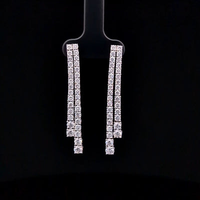 2 ROW TENNIS EARRINGS 14KW EF VS2 HPHT DIA 3.44CTS