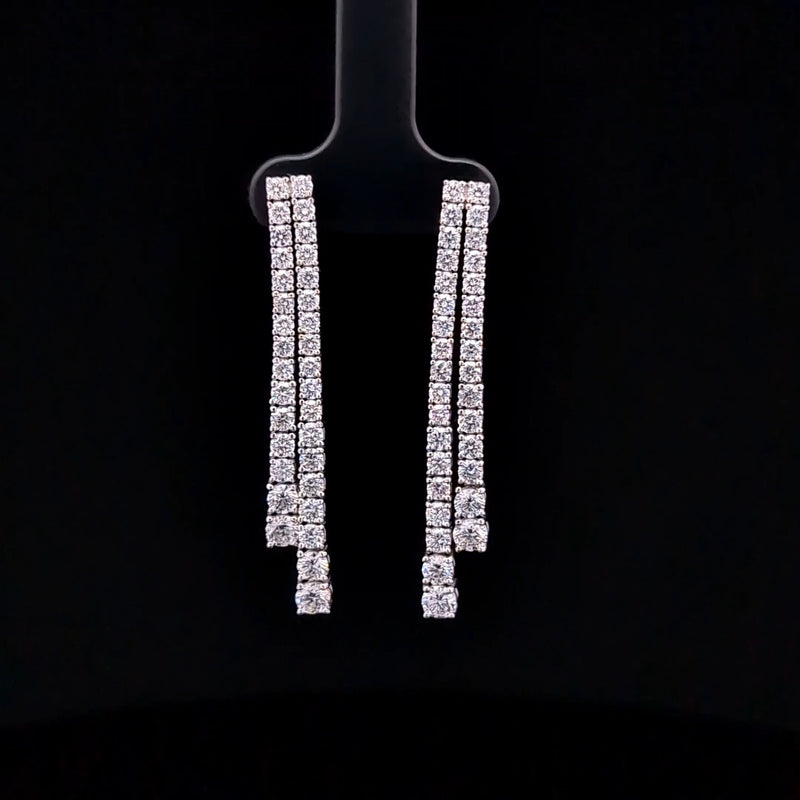 2 ROW TENNIS EARRINGS 14KW EF VS2 HPHT DIA 3.44CTS