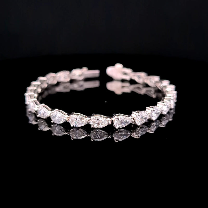 E-W PEAR TENNIS BRACELET 14KW EF VS1 HPHT DIA 11.57CTS
