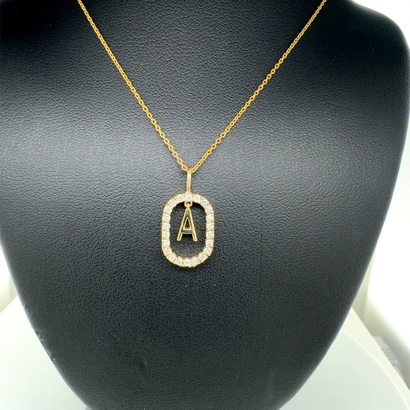 ALPHABET A PENDANTS 14KY FG VS2 CVD DIA 0.25CTS