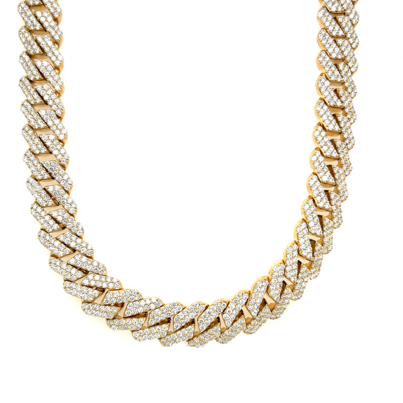 CUBAN NECKLACE SILVER EF VS1 HPHT DIA 21.6CTS