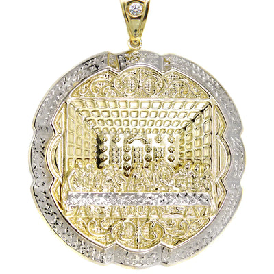Round Last Supper Pendant - Yellow Gold  | Customizable Size | 10K
