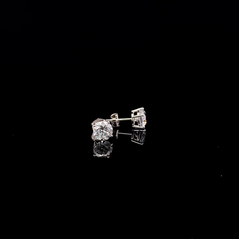 BASKET STUD EARRINGS 14KW DE VS2 HPHT DIA 2.01CTS