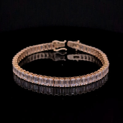 S-N EMERALD TENNIS BRACELET 14KY FG VS1 CVD DIA 17CTS