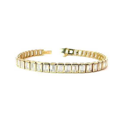 S-N EMERALD BRACELET 14KY EF VS1 HPHT DIA 12.91CTS