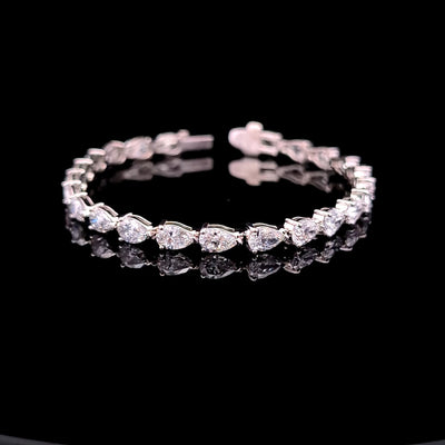 E-W PEAR TENNIS BRACELET 14KW EF VS1 HPHT DIA 11.54CTS