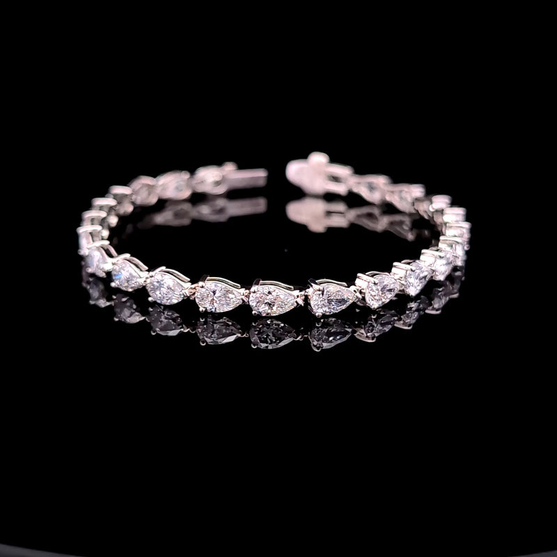 E-W PEAR TENNIS BRACELET 14KW EF VS1 HPHT DIA 11.54CTS