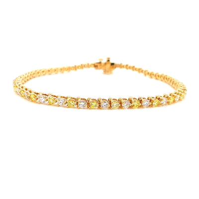 TENNIS BRACELET 14KY YELLOW/FG VS2 CVD DIA 3.1CTS