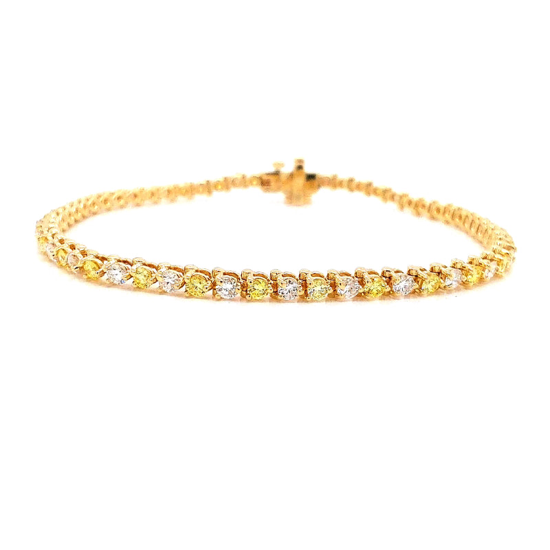 TENNIS BRACELET 14KY YELLOW/FG VS2 CVD DIA 3.1CTS