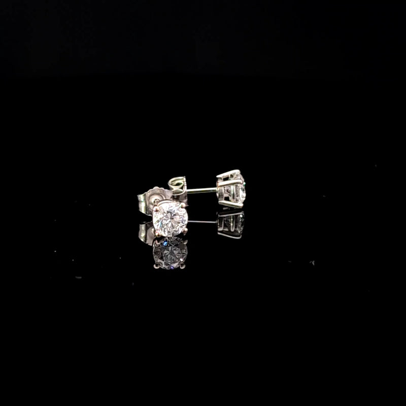 BASKET STUD EARRINGS 14KW FG VS2 CVD DIA 1.01CTS