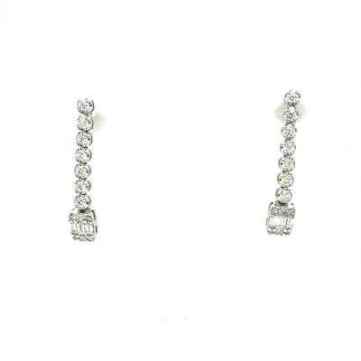 DROP EARRINGS 14KW EF VS HPHT DIA 0.91CTS
