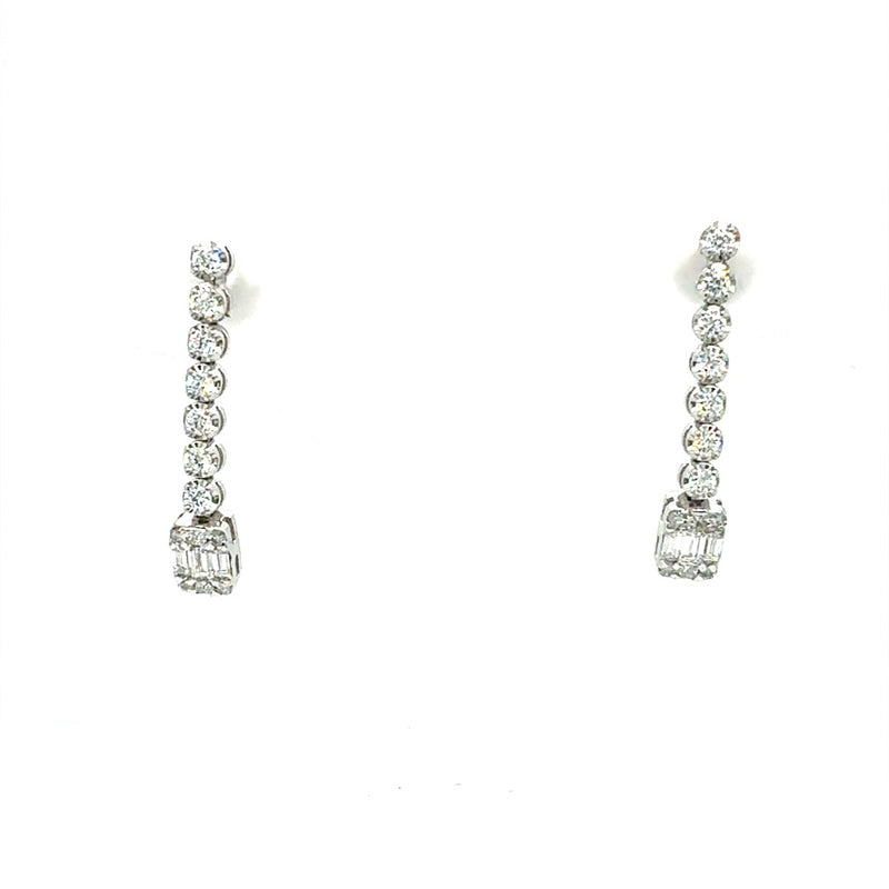 DROP EARRINGS 14KW EF VS HPHT DIA 0.91CTS
