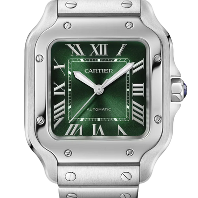 Santos De Cartier Watch - Medium Model | Steel | Automatic | Interchangeable Leather Strap