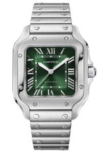 Santos De Cartier Watch - Medium Model | Steel | Automatic | Interchangeable Leather Strap