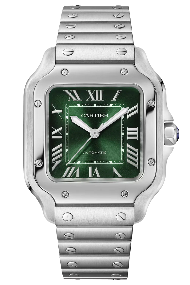 Santos De Cartier Watch - Medium Model | Steel | Automatic | Interchangeable Leather Strap