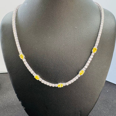 FANCY NECKLACE 14KW EF/YELLOW VS1 HPHT DIA 5.61CTS