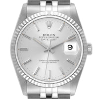 Rolex Datejust Watch 16014 for Men | 36MM  | White Gold Silver Dial Steel