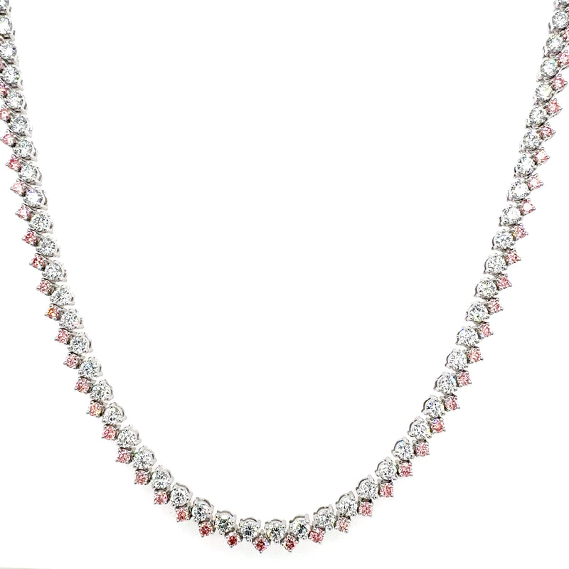 TENNIS NECKLACE 14KW PINK/EF VS HPHT DIA 10.53CTS