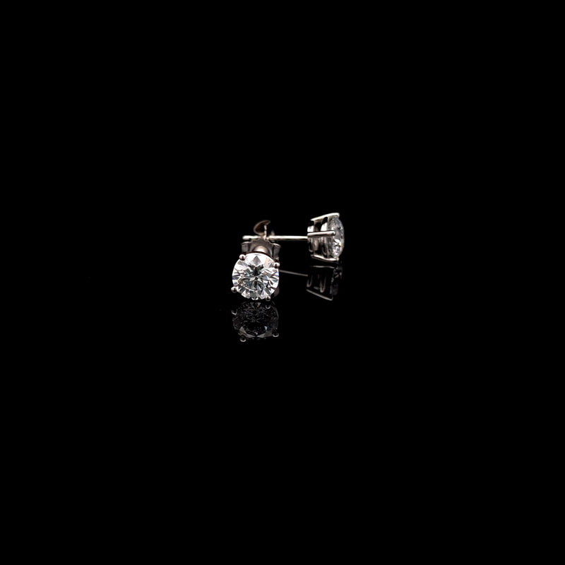 BASKET STUD EARRINGS 14KW DE VS2 HPHT DIA 1.44CTS