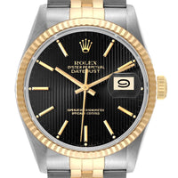 Rolex Datejust 16233 for Men | 36MM | Black Tapestry Dial | Two Tone | Jubilee Band