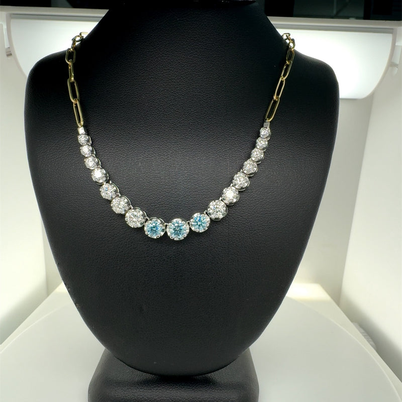 PAPER CLIP NECKLACE 14KW/Y FG/BLUE VS2 CVD DIA 2.6CTS