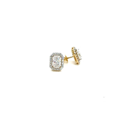 HALO EARRINGS 14KY EF/GH VS1 HPHT DIA 1.34CTS