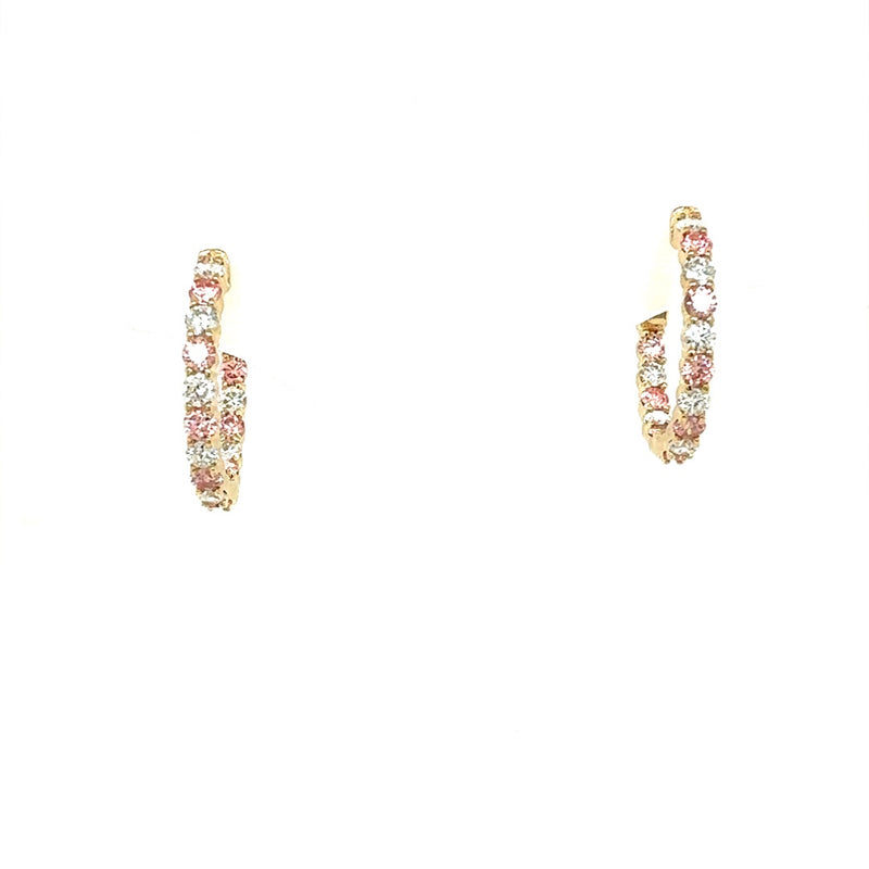 HOOPS EARRINGS 14KY FG/PINK VS2 CVD DIA 1.96CTS