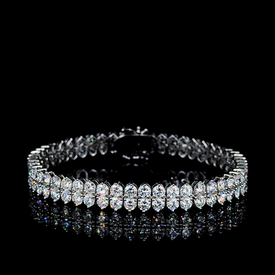 2 ROW ROUND SHAPE TENNIS BRACELET 14KW FG VS CVD DIA 12.52CTS