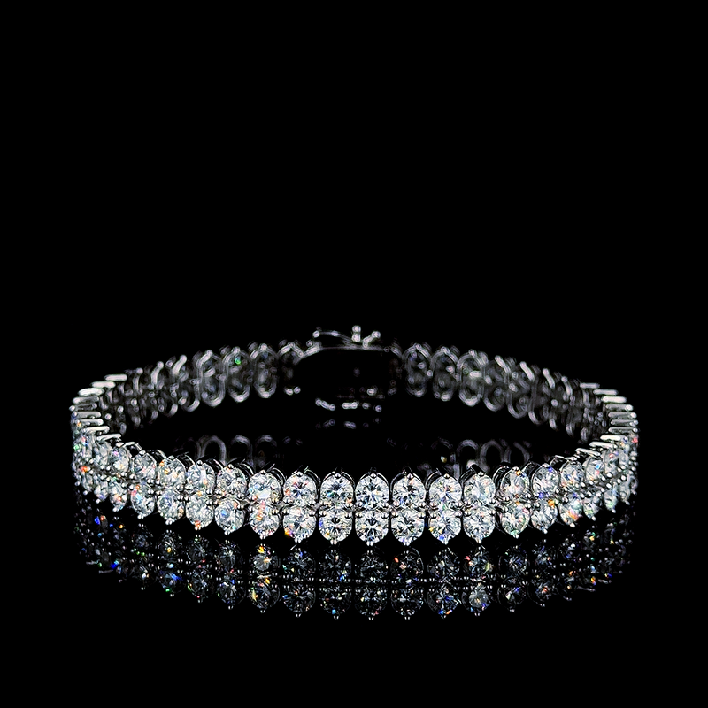 2 ROW ROUND SHAPE TENNIS BRACELET 14KW FG VS CVD DIA 12.52CTS