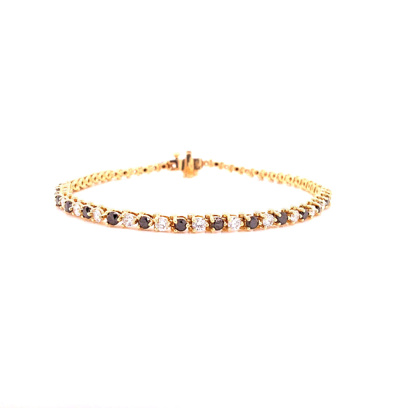 TENNIS BRACELET 14KY FG/BLACK VS2 CVD DIA 3.42CTS