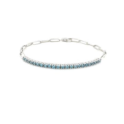 PAPER CLIP BRACELET 14KW INTENSE BLUE VS2 CVD DIA 0.85CTS