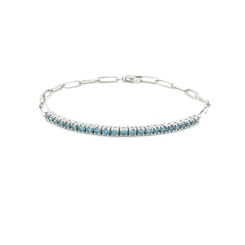 PAPER CLIP BRACELET 14KW INTENSE BLUE VS2 CVD DIA 0.85CTS